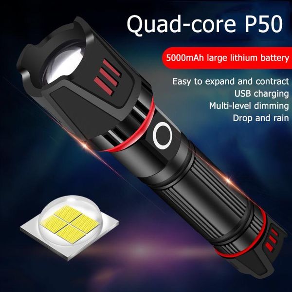 

flashlights torches tactical outdoor led light hunting lamp waterproof torch 5 modes high power rechargeable lantern