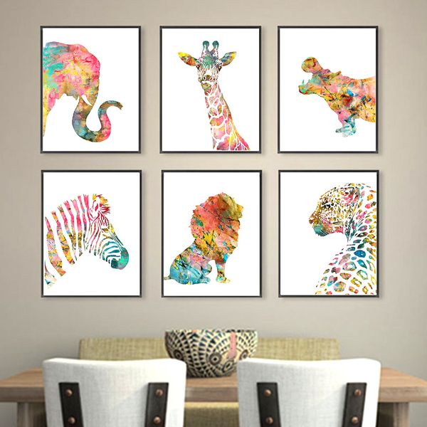 

abstract animals silhouette lion hippo wall art canvas painting nordic posters and prints wall pictures for living room decor