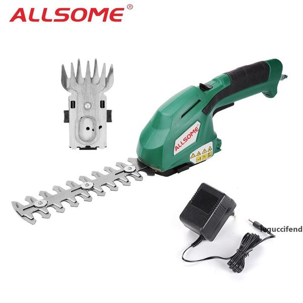 

allsome 2 in 1 electric trimmer 7.2v lithium-ion cordless hedge trimmer rechargeable weeding shear household pruning mower t200115