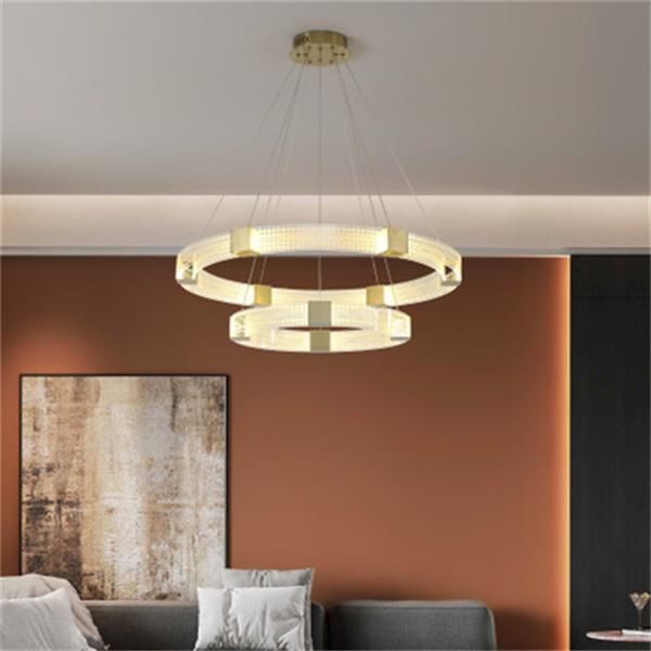 Moderne LED-Lichtleiter-Ring-Pendelleuchte, einfache Wohnzimmer-Ring-Pendelleuchte, hängender Draht, Restaurant-Beleuchtung, Kreis-Acryl-Pendelleuchte