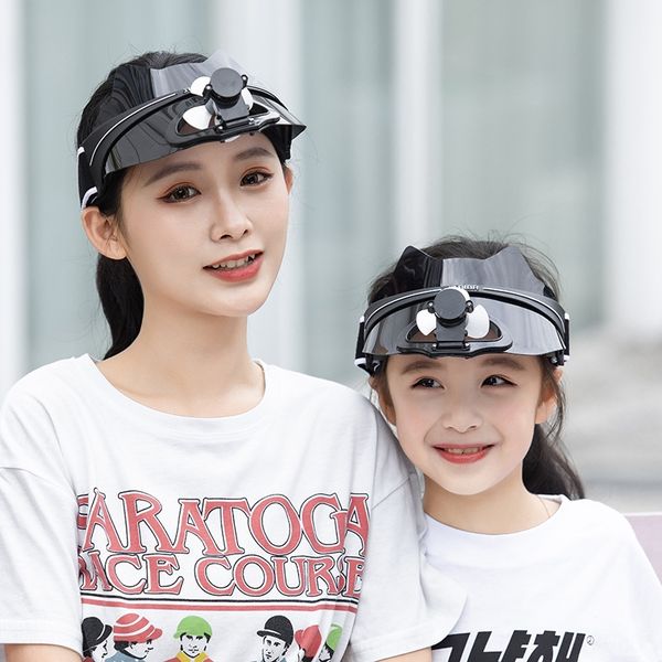 

with fan female lovely cat corner plastic empty fan hat rechargeable cooling sun hat parent-child adjustable, Blue;gray