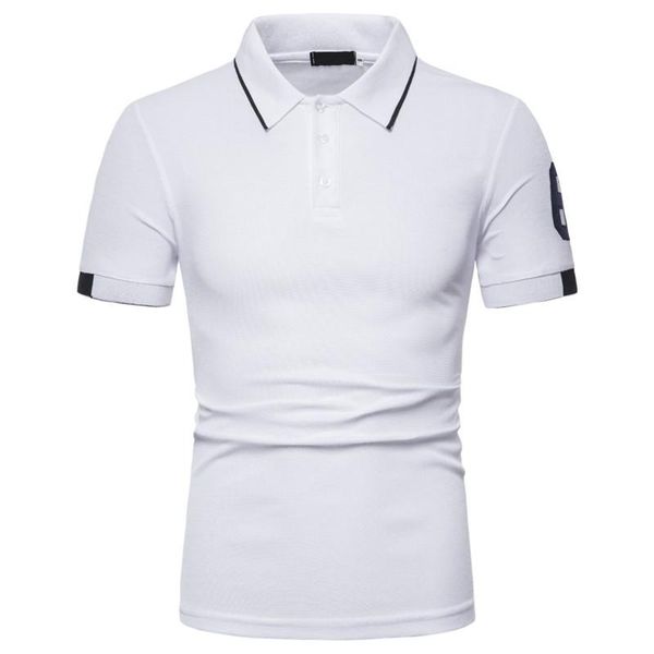 

mens designer number print polos fashion natural color short sleeve polos casual turn-down collar polos mens clothing, White;black