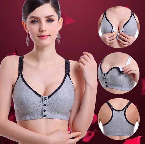 

women's push up wire cotton sleep bra prevent sagging opening buckle soutien gorge lingerie underwear bras underpants, Red;black