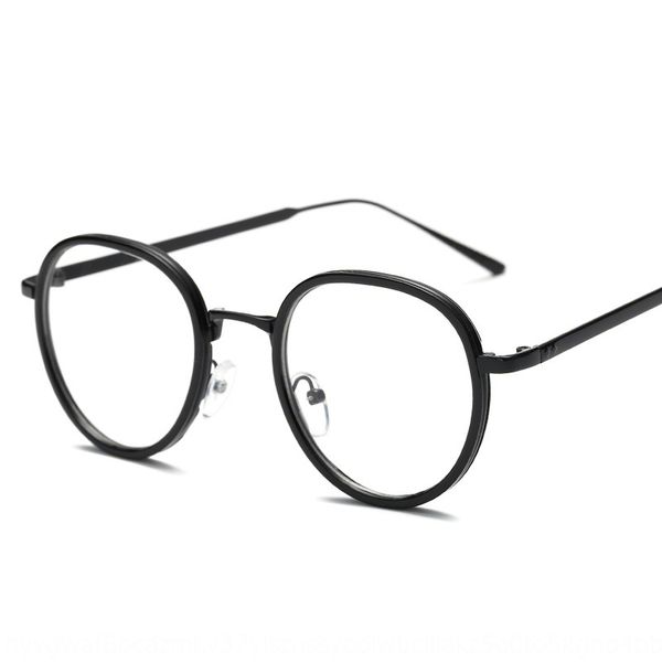 

new korean round frame metal plain glasses literary style students can match myopia light glasses frame, Silver