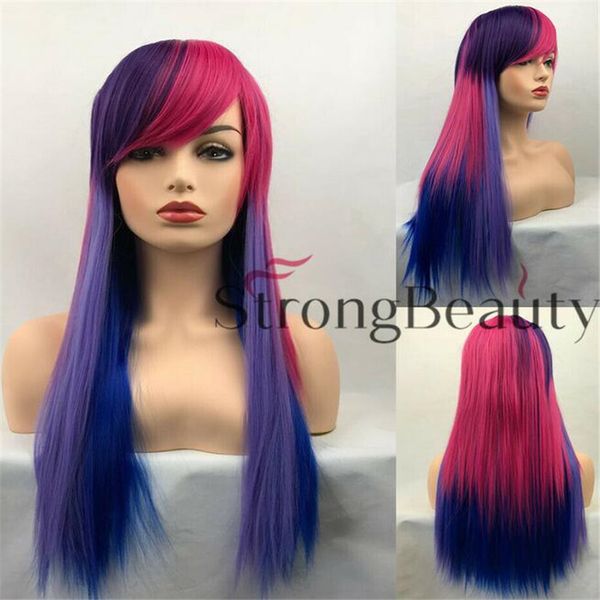 

new wig cosplay harajuku red /pink /purple mixed straight wig, Black