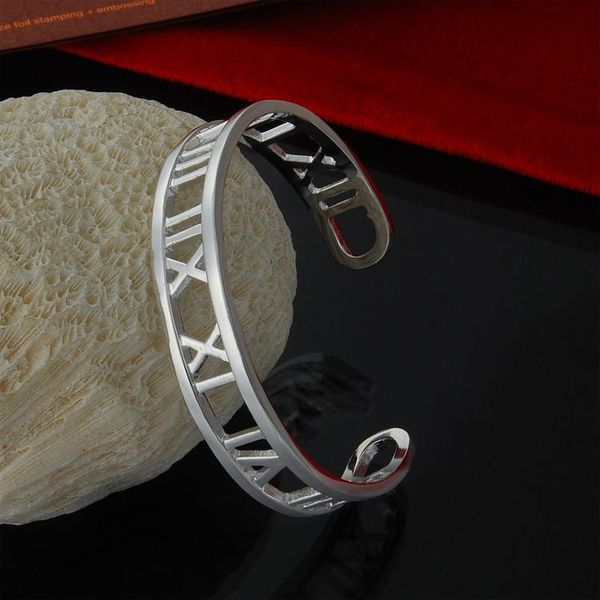 

Factory direct cuff bangle wholesale 925 Sterling Silver Bangle Bracelet opening air Rome fashion silver bracelet