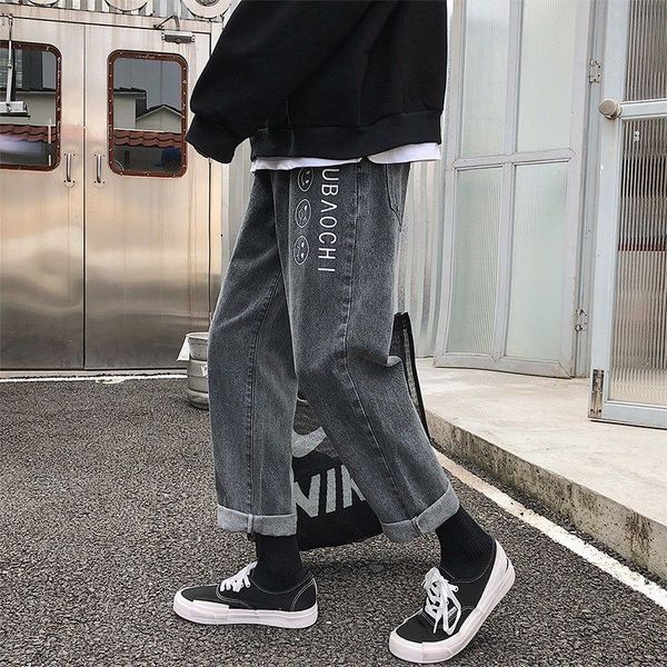 

men's jeans baggy men vintage black streetwear hip hop denim trousers loose wide leg pants casual harajuku ankle length ripped, Blue