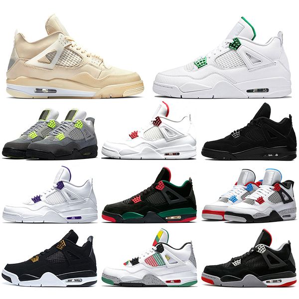 

2020 jumpman 4 4s mens trainers basketball shoes sail neon metallic purple rasta athletics men sports sneakers size 40-47