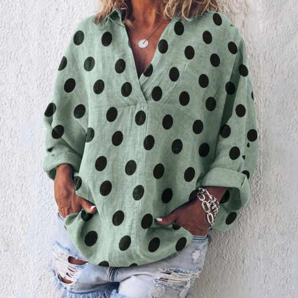 

fashion women polka dot blouses summer loose shirt vintage large size blusas mujer de moda 2020, Black;blue