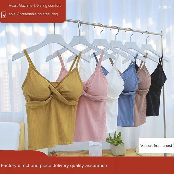 

2020 spring and summer new suspender camisole coat base shirt vest v suspender women's cross vest women's summer outer wear, White