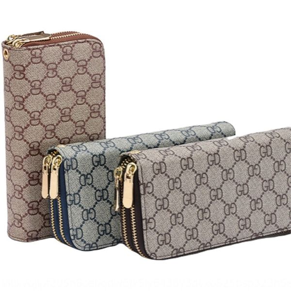 

2019 new women's double handbag bag zipper long wallet men's long wallet handbag