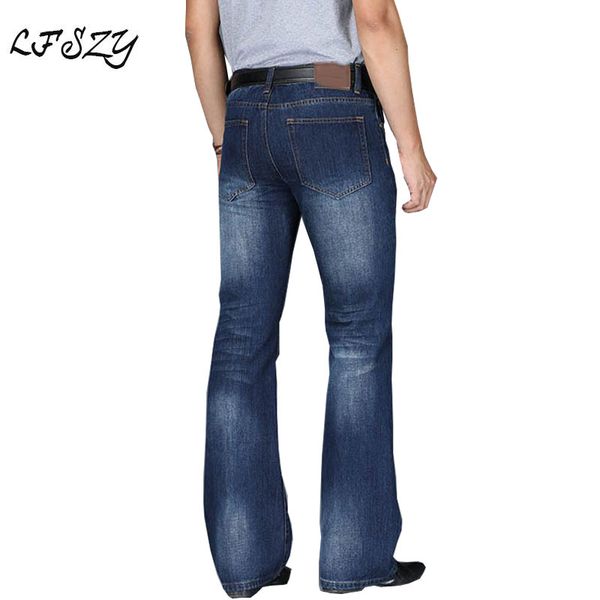 

jeans men 2020 mens modis big flared jeans boot cut leg flared loose fit high waist male designer classic denim pants, Blue