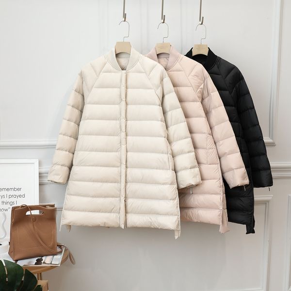 

women's down & parkas janveny 90% white duck jacket stand collar feather coat thick warm long winter women fashion female, Black