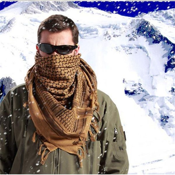 

outdoor hunting army militarytactical scarf desert arab keffiyeh scarf arabic 100% cotton paintball hiking camouflage head, Black