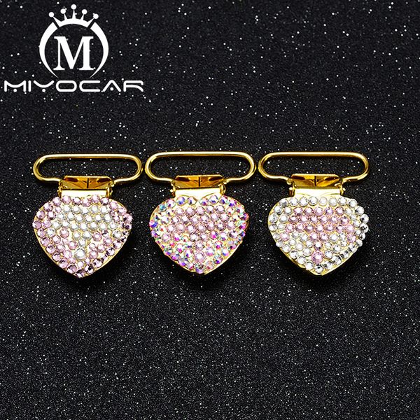 

miyocar 10pcs/lot special design bling crown heart shape gold pacifier clip pacifier holder good quality sp023