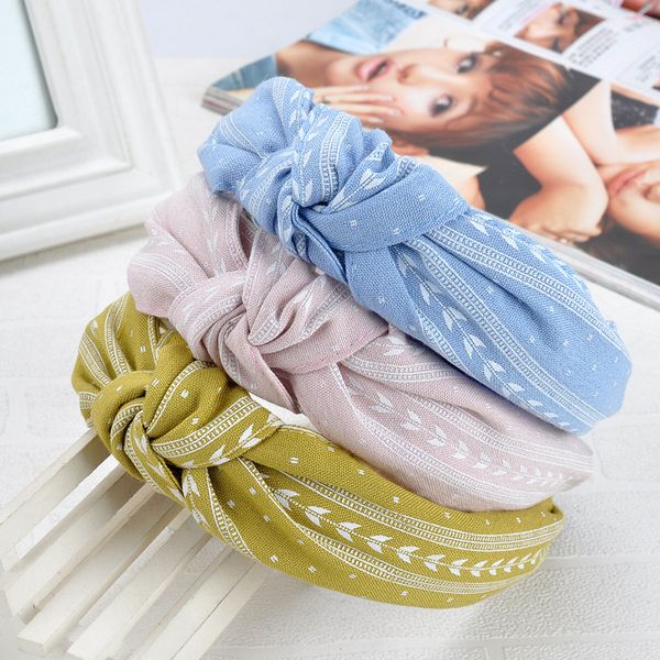 

6 colors knot headbands for women - cloth art hair hoop flowers cloth wide edge printing hair hoop headband female hair ornaments, Silver