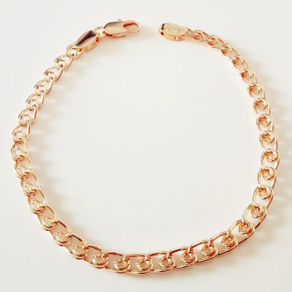 

women bracelet 585 rose gold color jewelry classic fashion copper 4mm wide figaro bracelet for women, Black