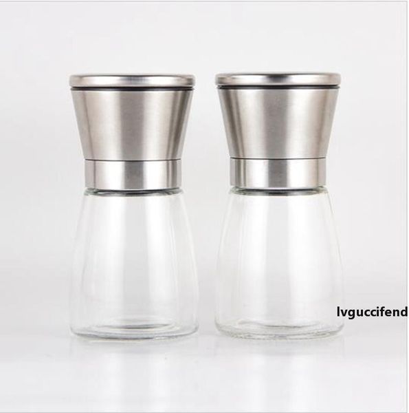 

salt pepper mill grinder stainless steel manual seasoning bottle grinder glass kitchen accessaries tool premium salt grinder lxl229