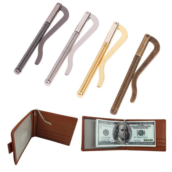 

new metal bifold money clip bar wallet replace parts spring clamp cash holder, Black