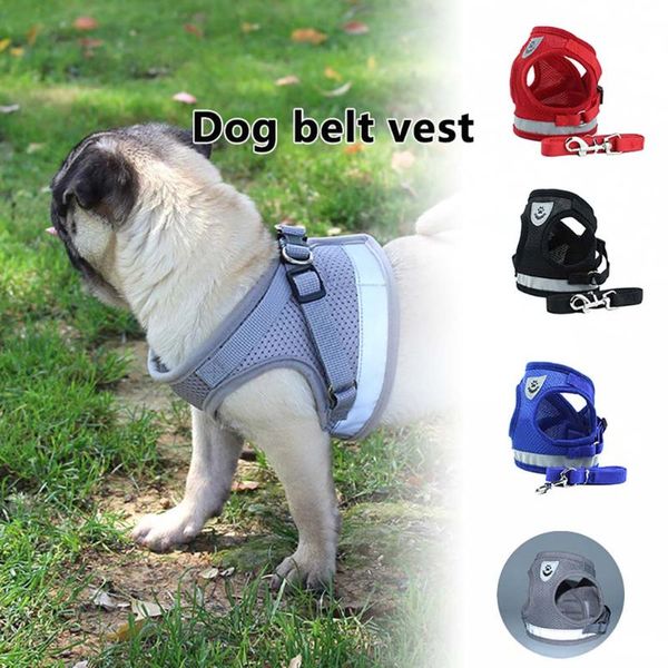 

reflective pet vest harness leash set breathabel mesh harness adjustable dog chest strap walking dog traction lead pet supplies
