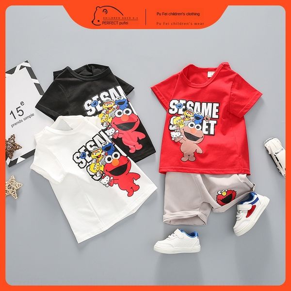 

children's two-piece jeans setpants suit pants suitcartoon t-shirt jeans suit cotton t-shirt two-piece summer children's clothing