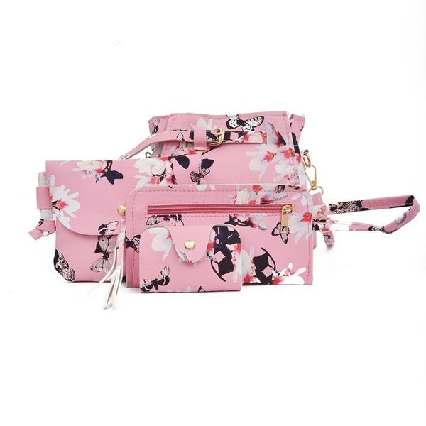 

2020 new womens shoulder bag matching 4pcs fashion daffodil hasp printing messenger bag handbag purse