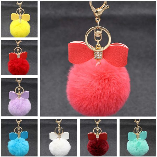 

epacket dhl rex rabbit fur ball keychain, diamond bowknot ladies car pendant dakr280 mix order key chain keychain, Slivery;golden
