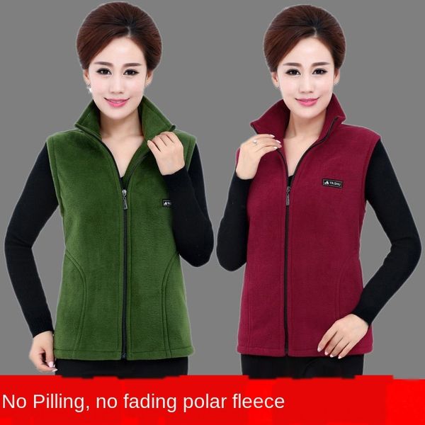 

2019 middle-aged and elderly women's large size warm polar fleece new autumn fleece jacket vest vest women's warm waistcoat, Black;white