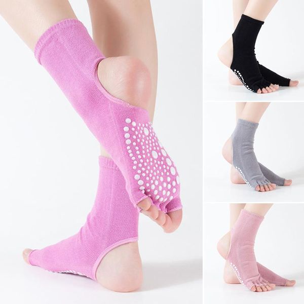 

socks with fingerless fitness sport socks non-slip running without heels for yoga protection feet cycling, Black