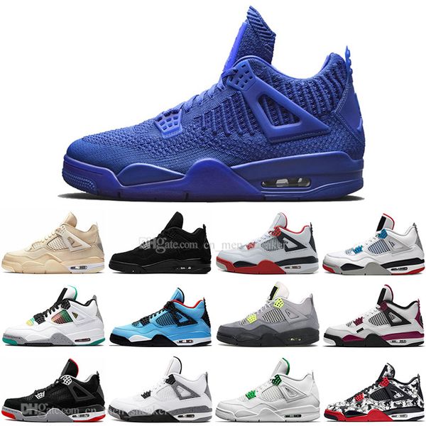

2020 sail 4 4s black cat white cement what the fire red mens basketball shoes cactus jack tattoo voit men women sports sneakers, White;red
