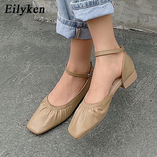 

eilyken 2020 new brand women flat shoes ballet flats autumn female round toe shallow buckle strap comfort ladies shoes, Black