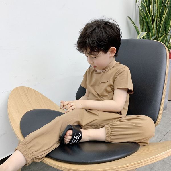 

wt9042 лето 2020 новых детская одежда домашняя одежда тонкой мягкой домашней одежды набор детской одежды кондиционер белье набор, Blue