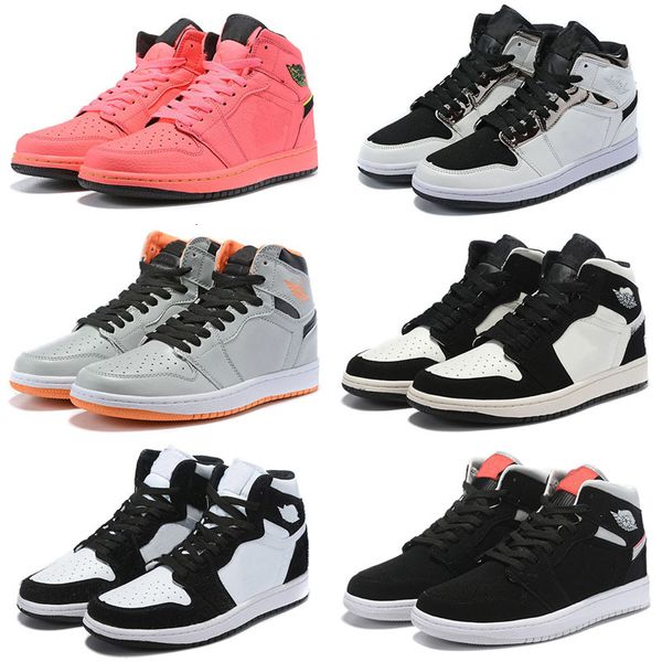 

jumpman 1 1s basketball shoes athletics sneakers for mens womens sports torch hare game royal pine green court kids outdoor shoes, Black