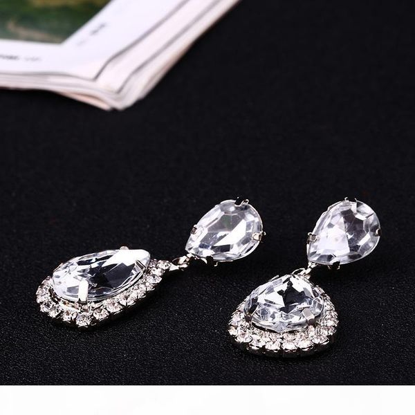 

y bride earrings cosmetic geo zhaohao popular rhinestone water drop earrings crystal drop earring wedding dress baldpates #e043, Silver