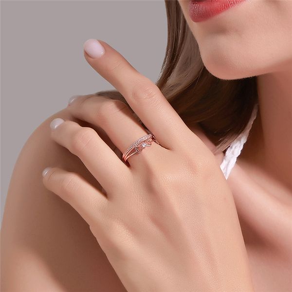 

20pcs / lot горячий продавая циркон двустворчатые кольцо выдалбливают бабочки узел женщины кольца мода медные finger ювелирные изделия аксес, Silver