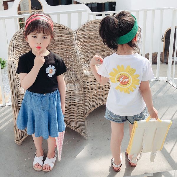 

girls short-sleeved t-shirt 2020 new korean t-shirt pullover casual baby summer children's pullover, Blue