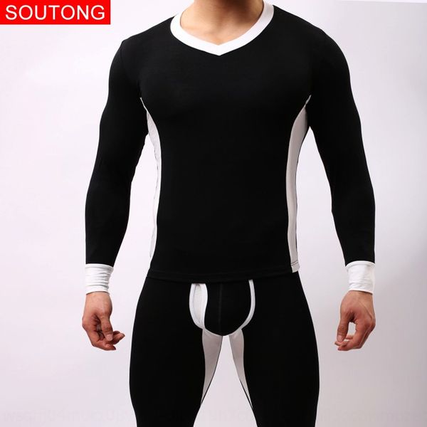 

stnc8 soutong soutongthermal underwearmen's thin slim modal suit soutong soutongthermal underwear underwearmen's thin slim modal u, Black;white