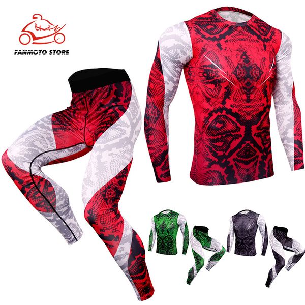 

men compression motorcycle running jogging sportswear long t shirt/leggings gym fitness tight elasticity sports suit clothing
