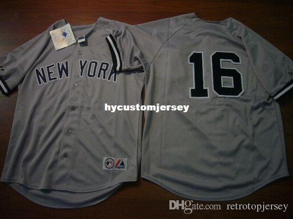 

custom majestic new york #16 whitey ford sewn baseball jersey gray any size mens stitched jerseys big and tall size xs-6xl for sale