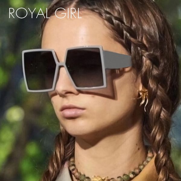

royal girl classic square sunglasses women vintage brand design oversized sun glasses female 2020 fashion accessory uv400 ss328, White;black