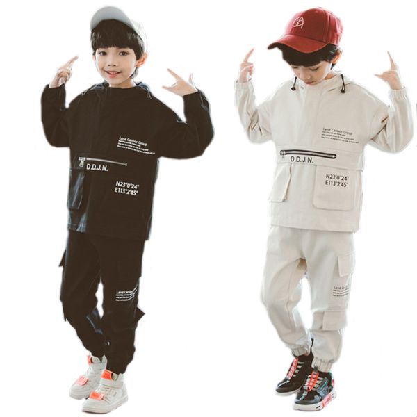 

v-tree 2pcs boy steetwear loose xxx boys clothing sets fashion new spring and autumn hoodies sweatshirt&pants teenage clothing, White