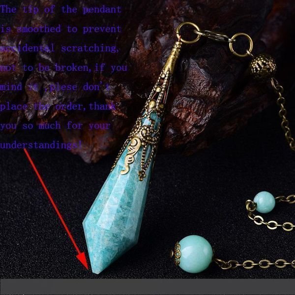 

1pc грановитой амазонит кристалл пуля точка подвеска pendulum ожерелье w природные амазонит бисер античная бронза бейл цепи рэйки чакра викк, Silver