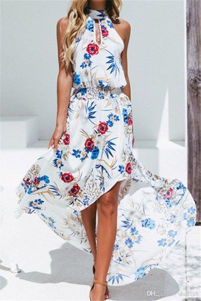 

женское платье плечо холтер split lace sexy выдалбливают цветочный печати рукавов леди юбка casual сыпучие пляж асимметричные платья размер, Black;gray