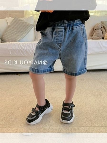 

girls' five-legged 2020 and jeans children's jeans summer new style children's pants fashion korean solid color all-match bab, Blue