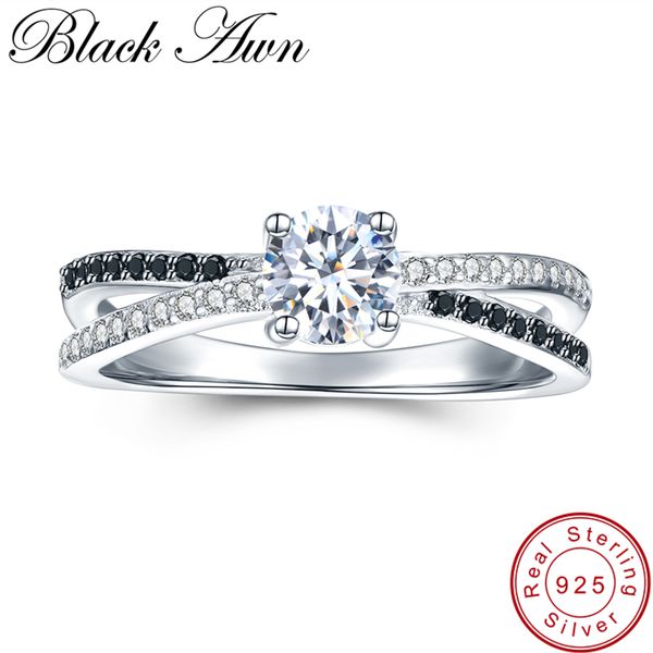 

black awn] 925 sterling silver jewelry trendy wedding rings for women engagement ring femme bijoux bague c009, Golden;silver