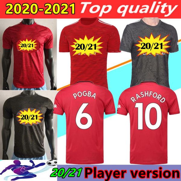 

player version 2020 2021 fc manchester pogba home soccer jersey united 20/21 rashford martial b.fernandes utd man football shirt uniform, Black;yellow