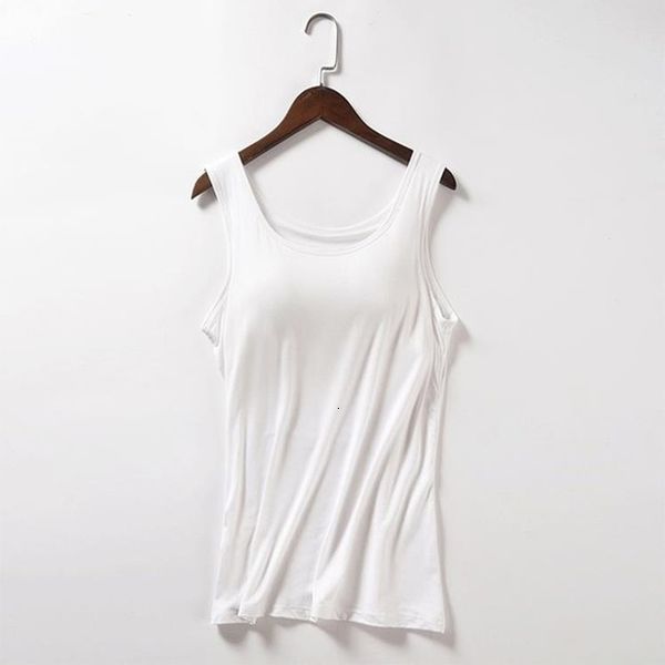 

fashion summer tank women soft modal pad bra bralette solid padded modal camisole female ladies 6 colors, White