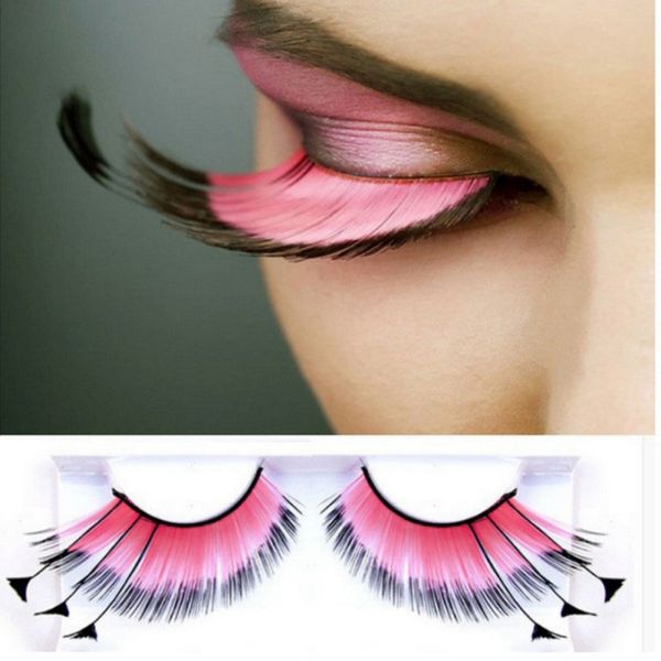 

maquiagem stage performance color tail lengthening feather false eyelashes fancy dress party costume eye lashes halloween