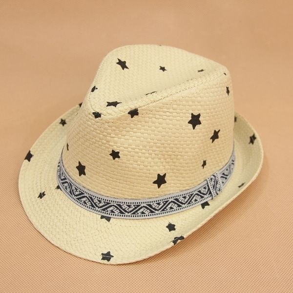 

new boys' printed cartoon straw straw children's travel outdoor beach hat sun hat, Blue;gray
