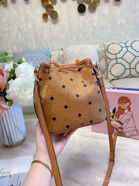 

кожаная сумка мода женский пакет печати малый кулиской bucket joker одно плечо наискось сумка сумки многофункциональные